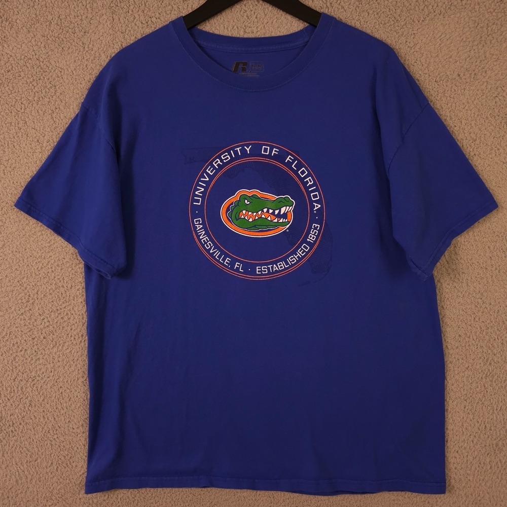 Florida Gators Shirt Mens XL Blue Crew Neck Short Sleeve UF Russell Tee NCAA